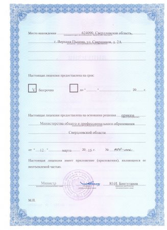 Акты и документы автошколы Визит-Авто г. В-Пышма